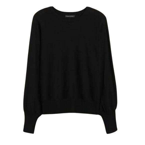 Banana Republic Telma Merino Wool Sweater Relaxed Long Sleeve Dolman Black XL - Picture 2 of 12